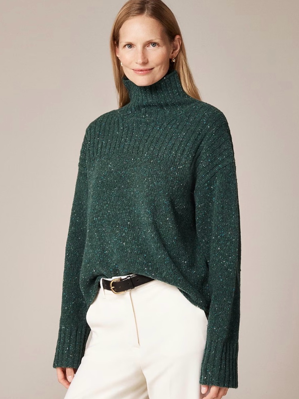 New! J.Crew Ribbed turtleneck sweater in donegal wool blend.